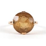 9ct gold citrine solitaire ring, size K, 3.6g