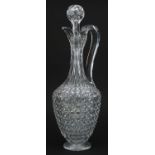 Good quality Victorian cut glass claret jug with stopper, 37cm high