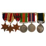 British military World War II six medal group including, Territorial Efficient Service medal awarded