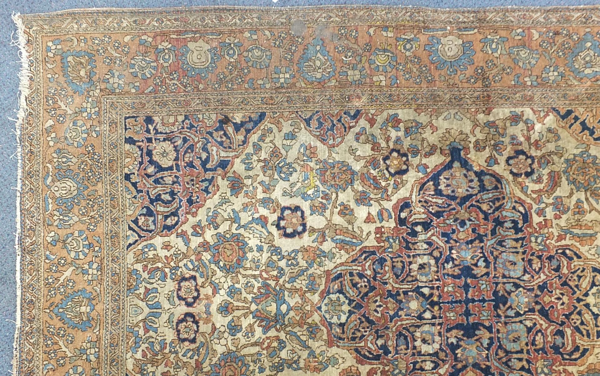 Rectangular beige and blue ground rug having an all over floral design, 205cm x 143cm - Image 2 of 6
