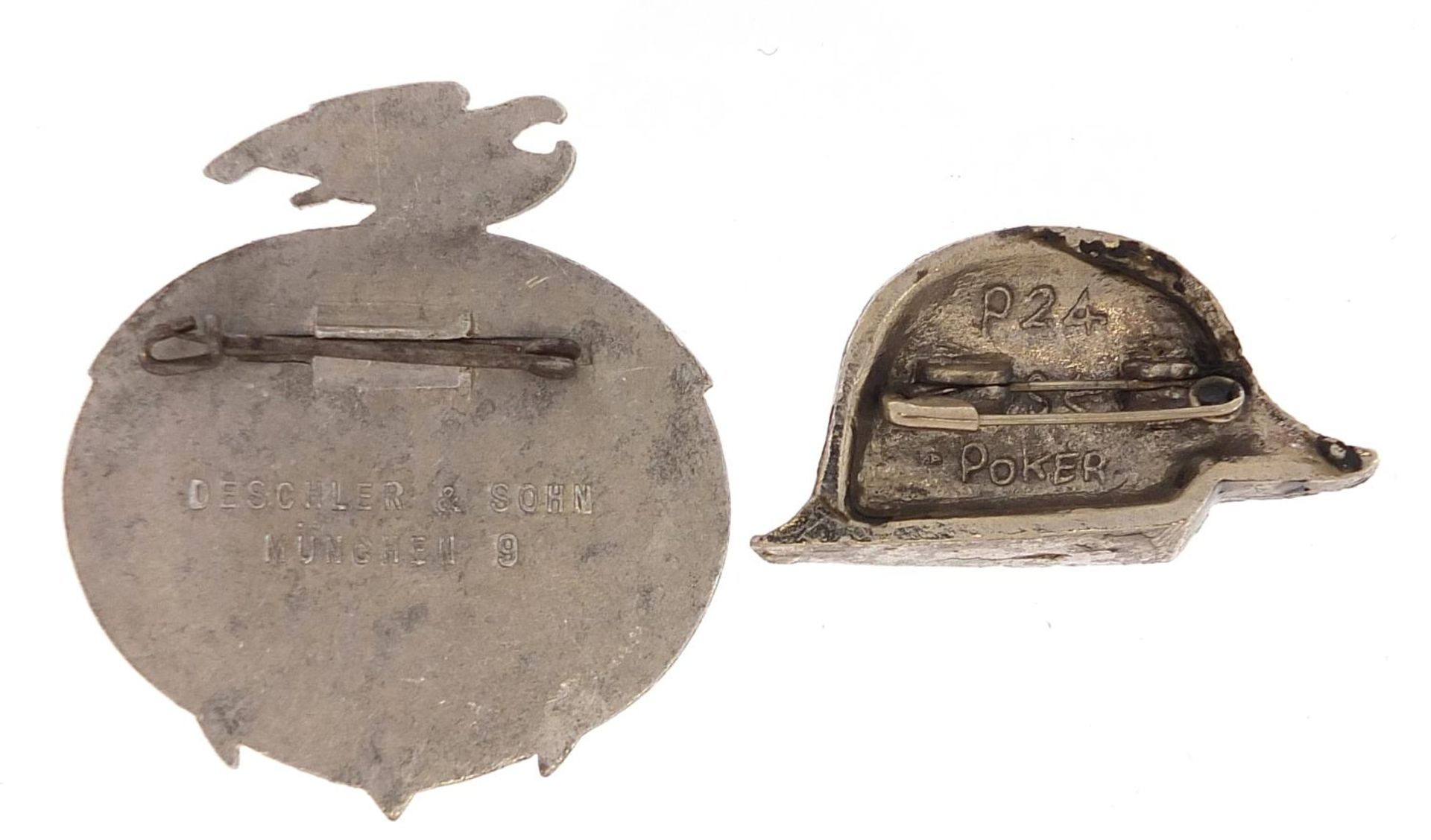 Two German military interest badges comprising Seefahrt 1ST knot and one in the form of a helmet - Image 2 of 2