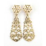 Pair of 9ct gold drop earrings, 3.1cm high, 1.4g