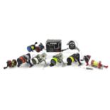 Collection of sea fishing and freshwater fishing reels including Amigo 3370 Waterdog, Okuma Beach