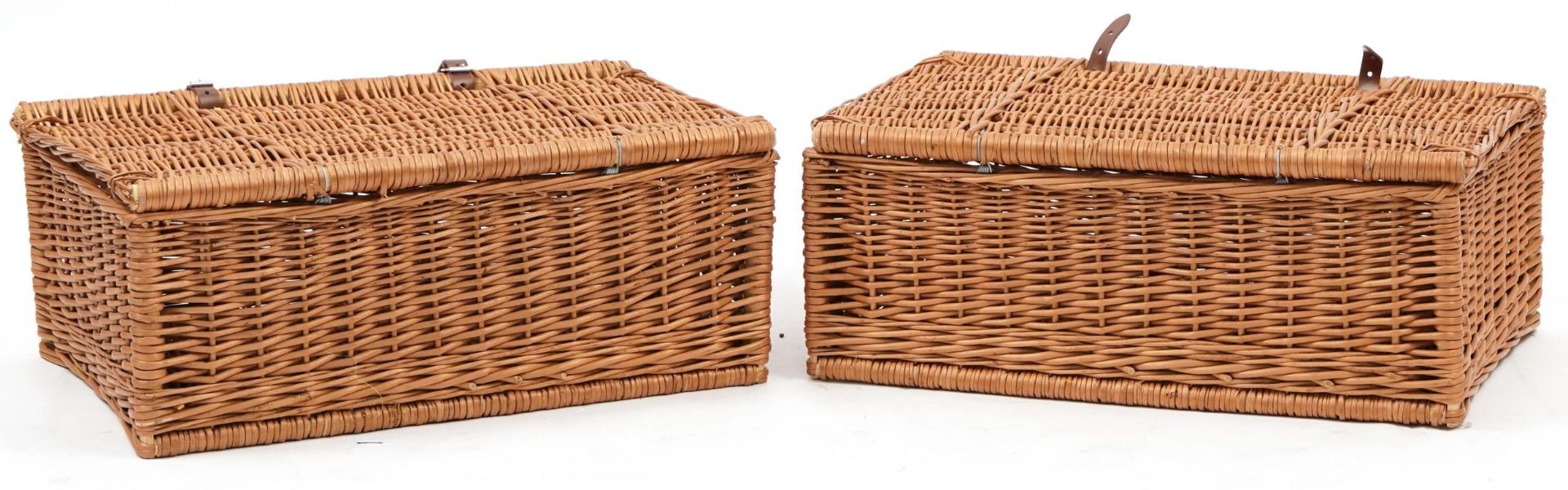 Two wicker picnic hampers, 23cm H x 57cm W x 38cm D - Image 3 of 3
