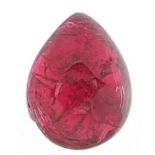 Pair shaped cabochon Burma spinel with certificate, approximately 3.90 carat