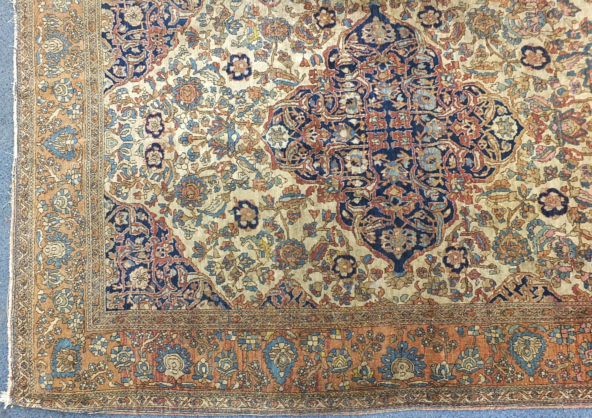 Rectangular beige and blue ground rug having an all over floral design, 205cm x 143cm - Image 4 of 6