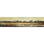 Francois Franc - The Village near The Marshes, panoramic oil on canvas, details and E Stacy Marks