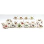 Collection of Royal Albert Flower of the Month series cups, saucers and side plates, the largest,