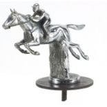 Vintage chrome plated car mascot in the form of a jockey on horseback, 12cm high
