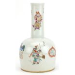 Chinese porcelain mallet vase hand painted in the famille rose palette with figures and calligraphy,