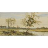 *WITHDRAWN* Essex landscape with sheep, watercolour, indistinctly monogrammed, mounted, framed