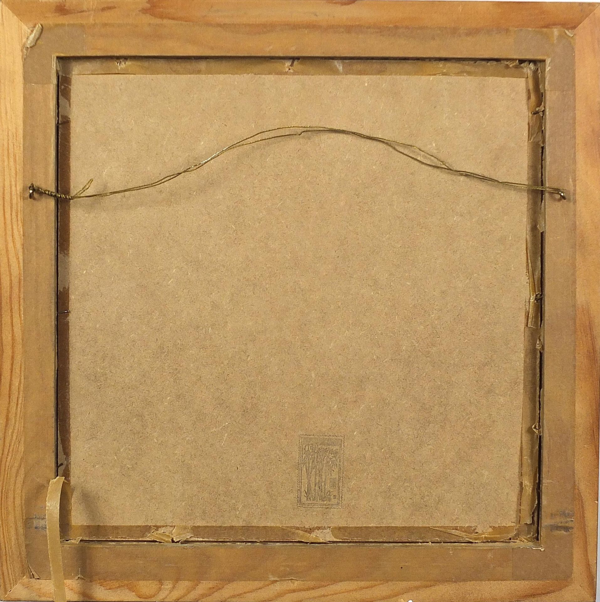 Female spinning wool, Latin American school gouache on paper, framed and glazed, 28.5cm x 28.5cm - Bild 3 aus 4