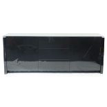 Calligaris, contemporary black high gloss sideboard with glass top, 74.5cm H x 192.5cm W x 52cm D