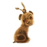 9ct gold Bonzo dog charm, 1.9cm high, 0.8g