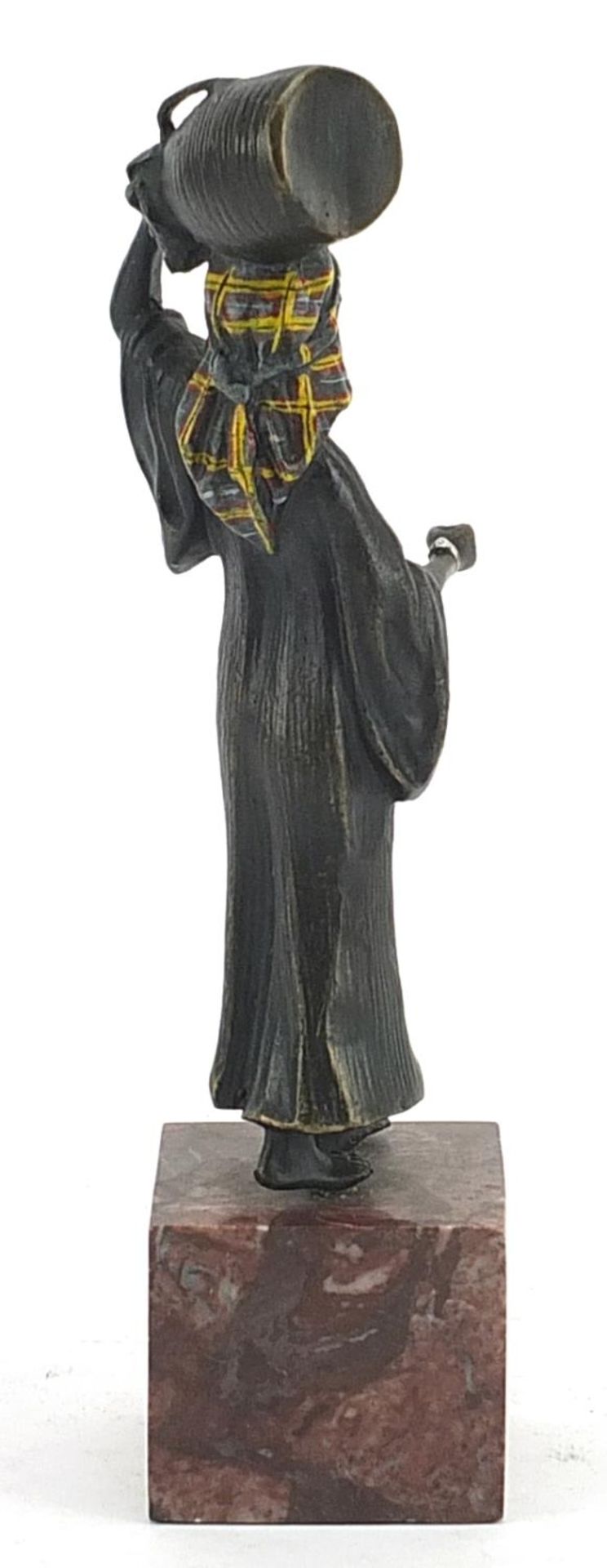 Cold painted bronze figurine of an African water carrier in the style of Franz Xaver Bergmann, - Image 2 of 3