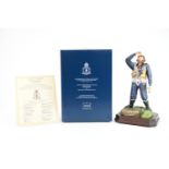 Ashmore for Worcester porcelain commemorative military figure raised on a wooden plinth base with