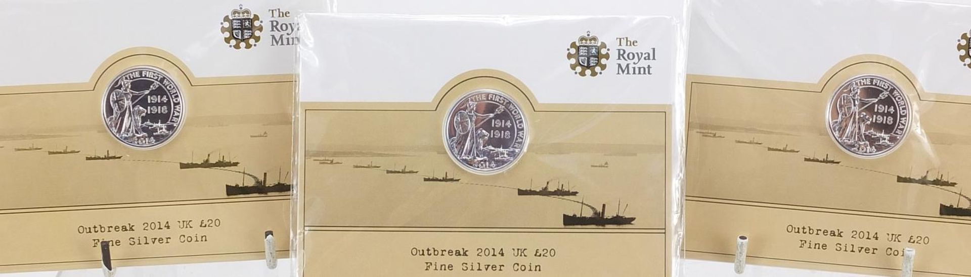 Eight sealed 2014 Outbreak twenty pound fine silver coins by The Royal Mint - Image 2 of 8