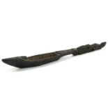 Tribal interest carved hardwood paddle, possibly Polynesian, 80cm in length
