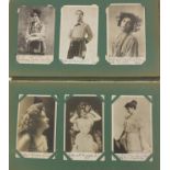 Collection of theatrical postcards arranged in an album