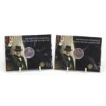 Two 2015 twenty pound fine silver coins by The Royal Mint commemorating Sir Winston Churchill