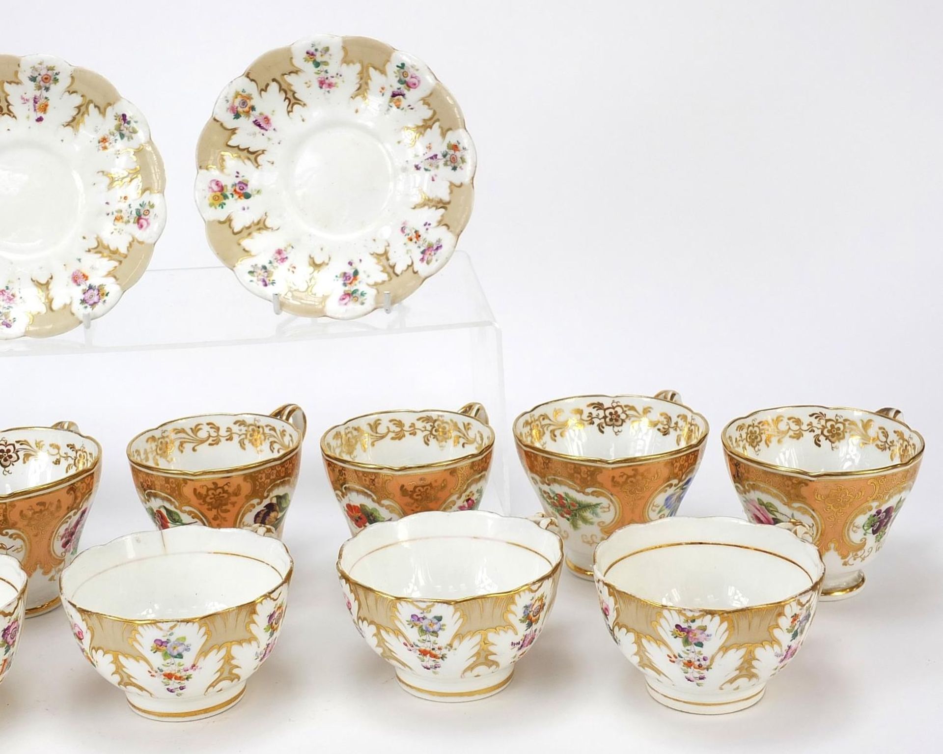 Early 19th century English teaware hand painted with flowers, patter number 174 and 2253, the - Image 3 of 7