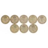 Eight George VI two shillings, 1938 - 1945, 89.3g