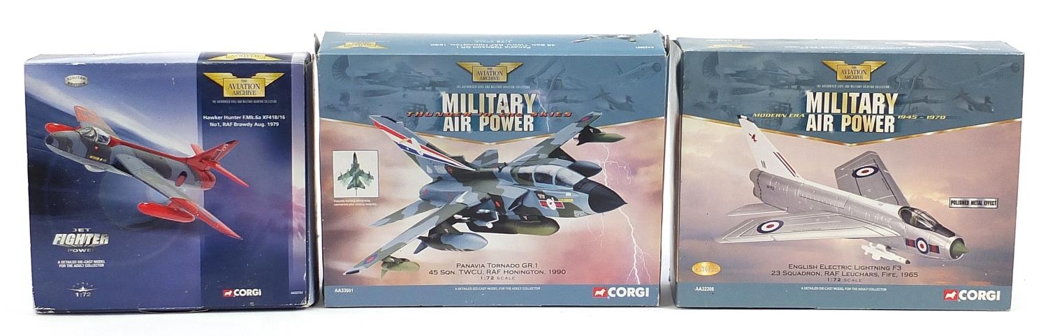 Three Corgi 1:72 scale diecast model aeroplanes with boxes comprising Hawker Hunter F.MK 6A, Panavia - Image 4 of 4