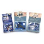 Three Corgi 1:72 scale diecast model aeroplanes with boxes comprising Hawker Hunter F.MK 6A, Panavia