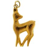 9ct gold deer charm, 2.7cm high, 1.7g