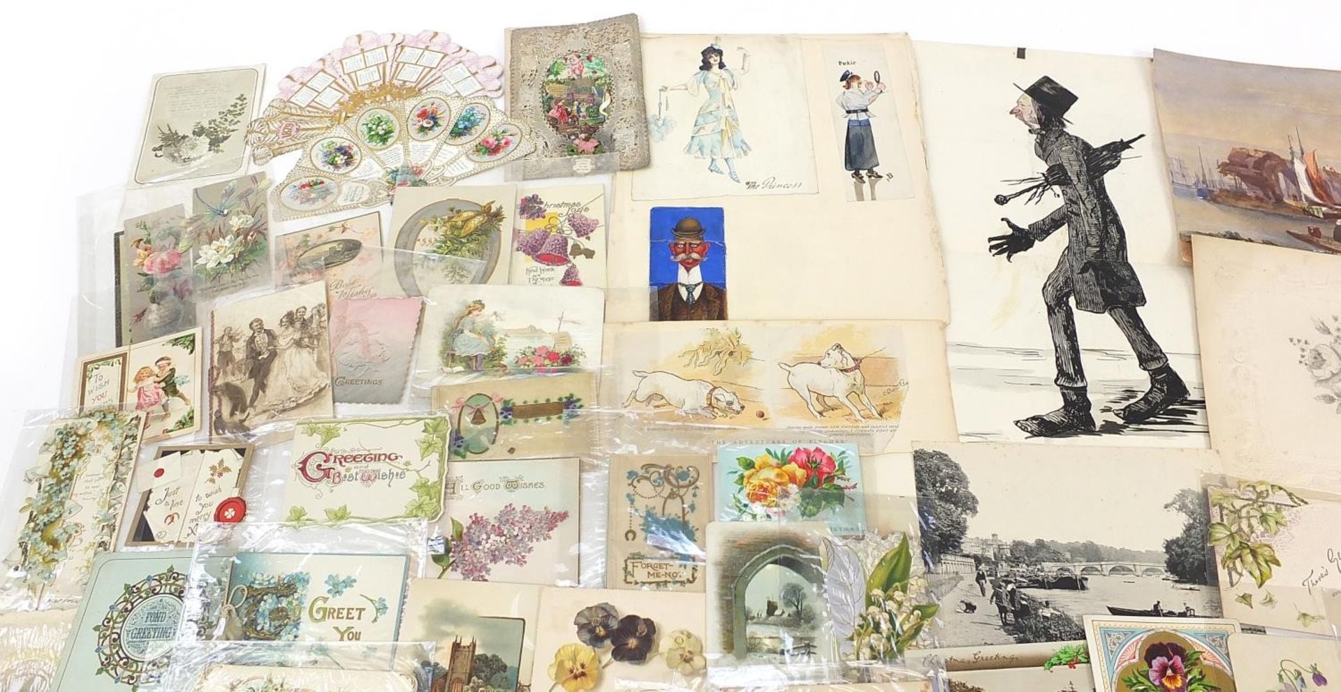 Collection of Victorian ephemera including greetings cards and drawings - Image 2 of 5