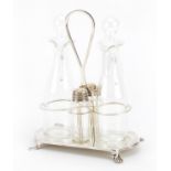 Greggio, Italian silver and glass four piece cruet, 13.5cm high, weighable silver 66.2g