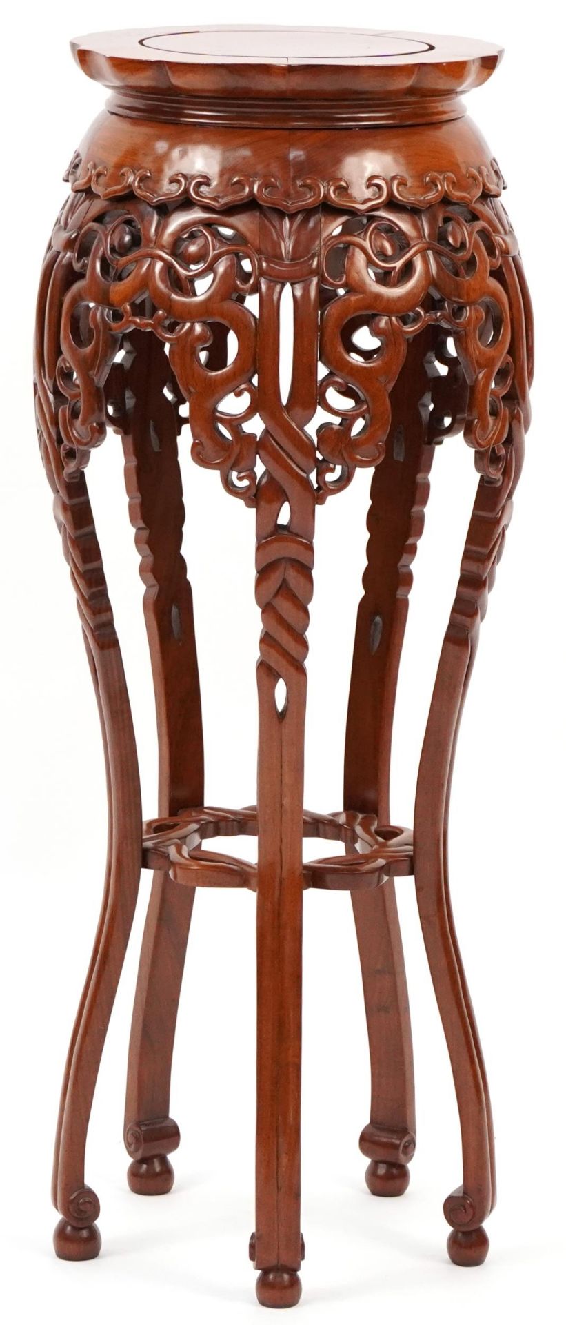 Chinese carved hardwood plant stand, 87cm high - Image 2 of 3