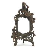 Art Nouveau style cast iron photo frame cast with a maiden and boy, impressed Beatrice, 35cm high