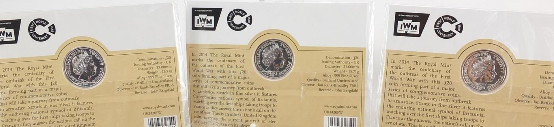 Eight sealed 2014 Outbreak twenty pound fine silver coins by The Royal Mint - Image 7 of 8