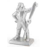 Military interest silvered figure of an RAF pilot, 27cm high