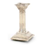 S Blanckensee & Son Ltd, Edwardian silver Corinthian column candlestick, Birmingham 1904, 7cm