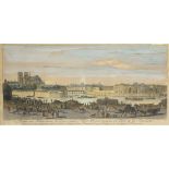 After Jacques Rigaud - View of Paris from the Notre Dame, antique hand coloured French engraving ,