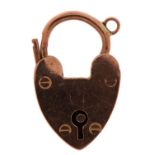 9ct rose gold love heart padlock, 2.2cm high, 2.3g