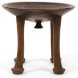 Indian hardwood beadwork stool presented to Doctor Bilington 1963, 41cm high x 47cm in diameter