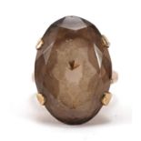 9ct gold smoky quartz ring, size N, 7.8g