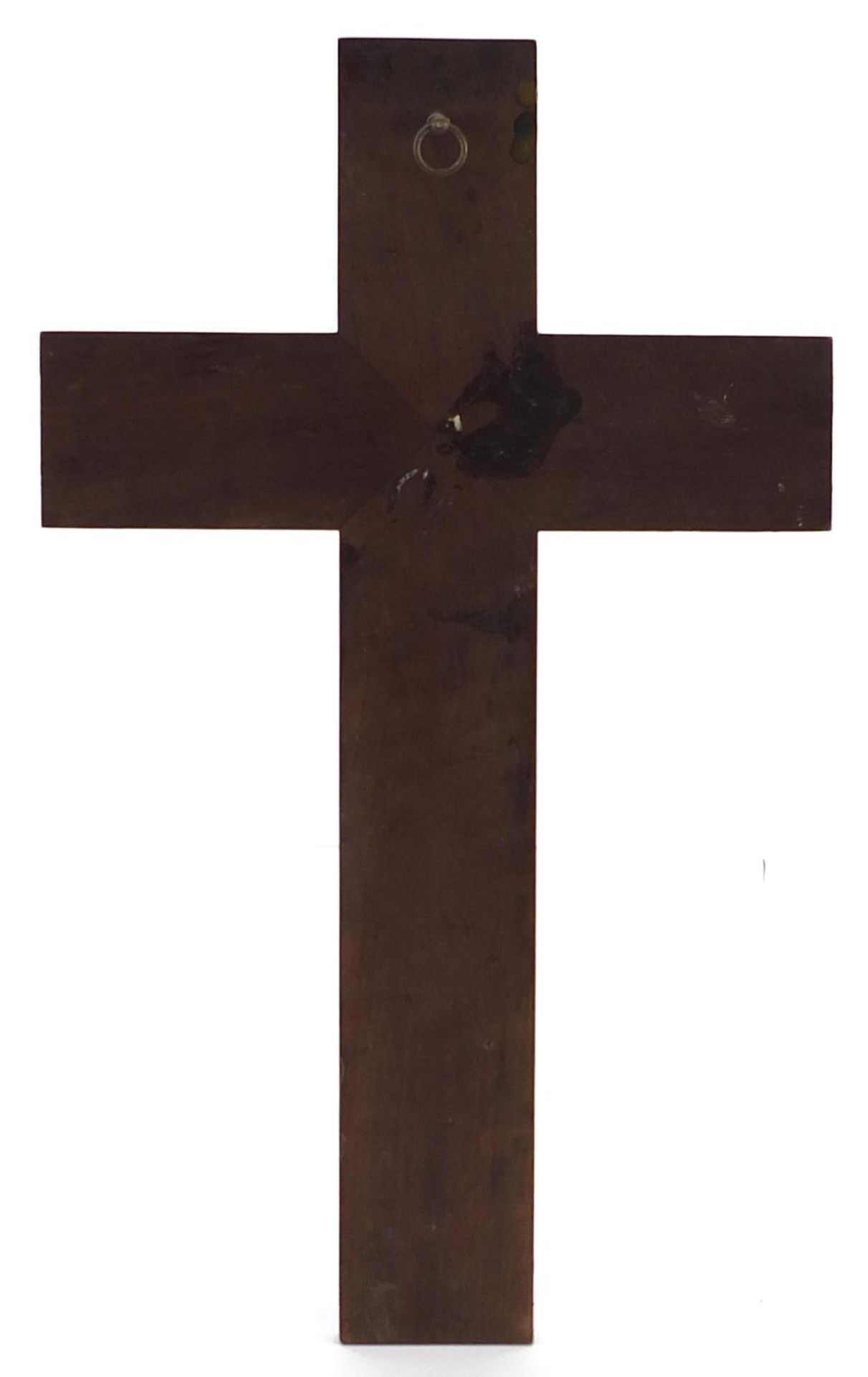 Religious interest inlaid rosewood corpus Christi with bronzed Christ, 40cm high - Image 4 of 4