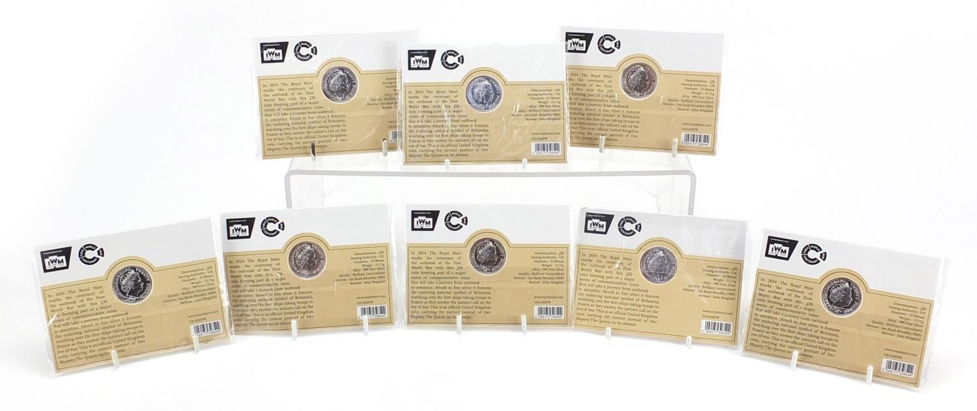 Eight sealed 2014 Outbreak twenty pound fine silver coins by The Royal Mint - Image 5 of 8