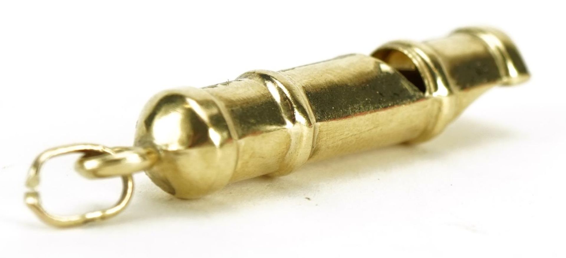 9ct gold whistle charm, 3.6cm in length, 2.3g - Image 2 of 2