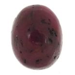 Oval cabochon ruby gemstone with certificate, approximately 17.350 carat