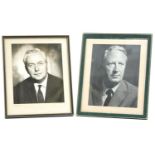 Two signed photographs of Edward Heath and Harold Wilson, each housed in photograph frames, the