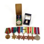 British military World War II medal group including four stars and an armed forces veteran badge