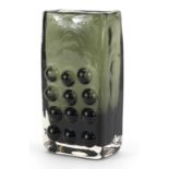 Geoffrey Baxter for Whitefriars, mobile phone glass vase in sage green, 16.5cm high
