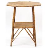 Aesthetic octagonal bamboo occasional table with under tier, 71cm high x 62cm in diameter