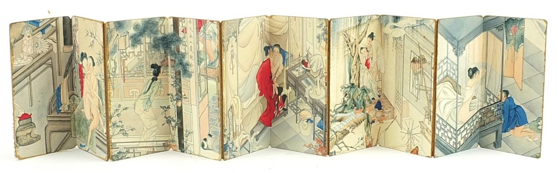 Chinese folding book depicting erotic scenes