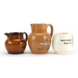 Three advertising pub jugs comprising Carltonware Haig Whiskey, Mintons Whitbreads and James Green